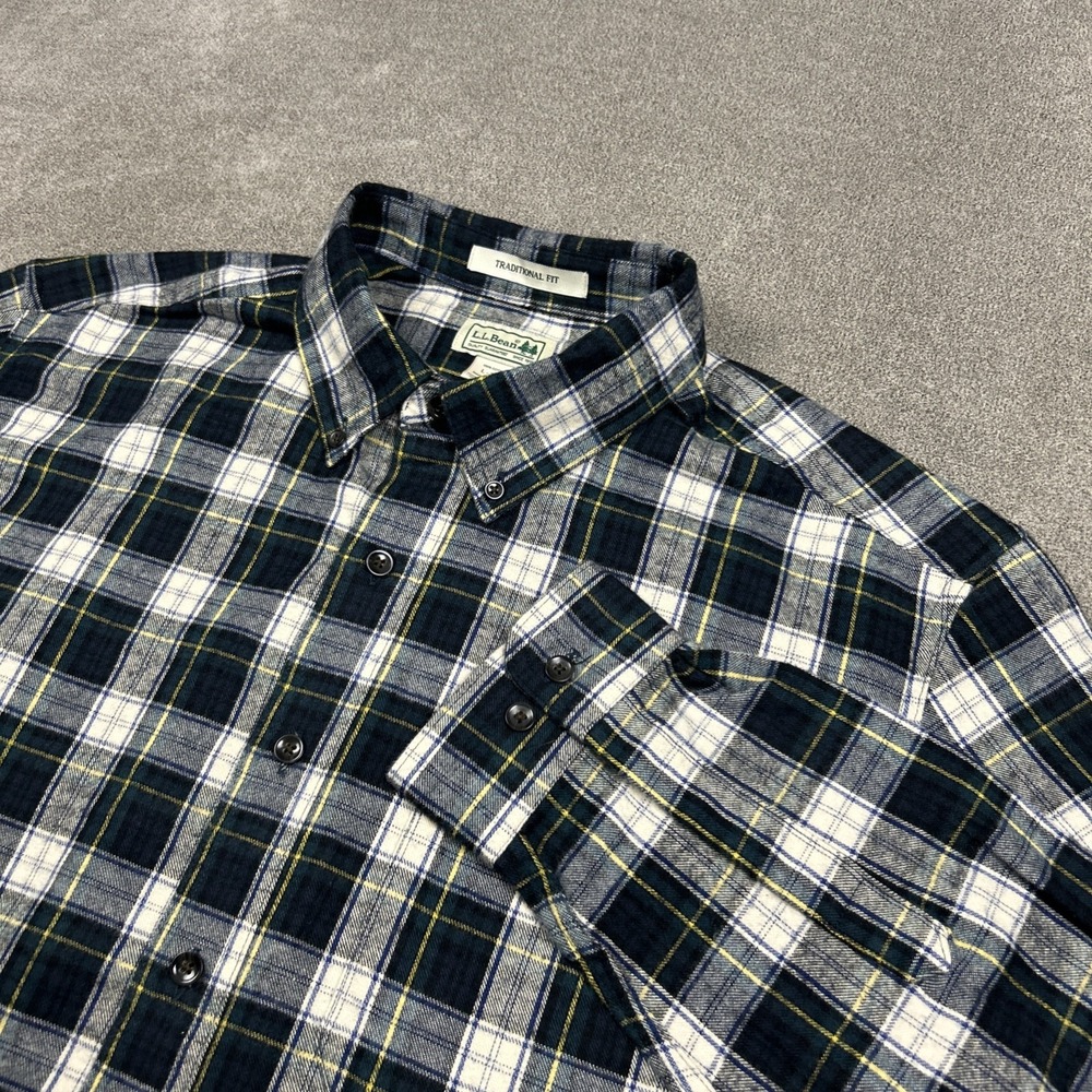 LL Bean Shirt Mens LT Large Tall Flannel Button Down Plaid Cotton Overshirt